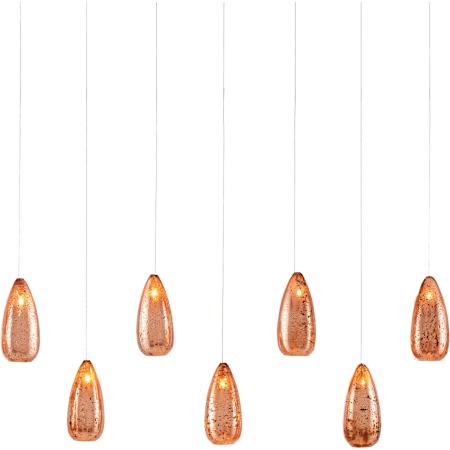 Currey and Company Rame 7 Light 58" Wide Linear Pendant Copper / Silver