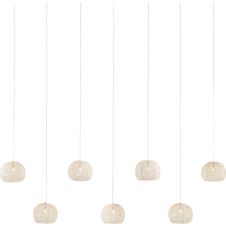 Currey and Company Piero 7 Light 60" Wide Linear Pendant Sugar White / Silver