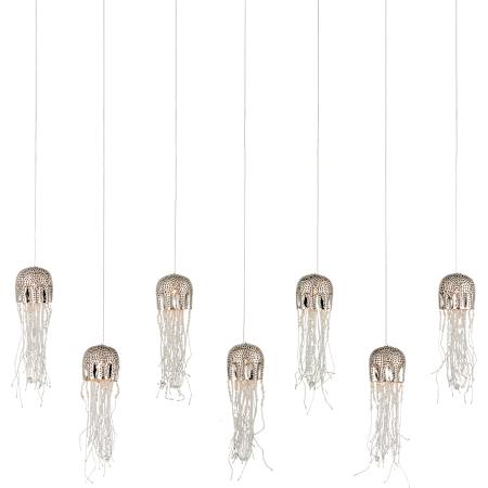 Currey and Company Medusa 7 Light 57" Wide Linear Pendant Nickel / Silver