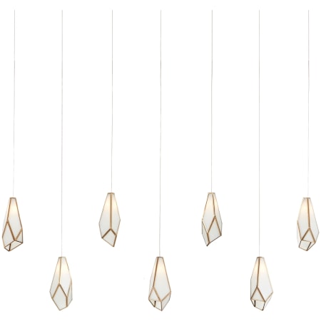 Currey and Company Glace 7 Light 57" Wide Linear Pendant White / Antique Brass / Silver