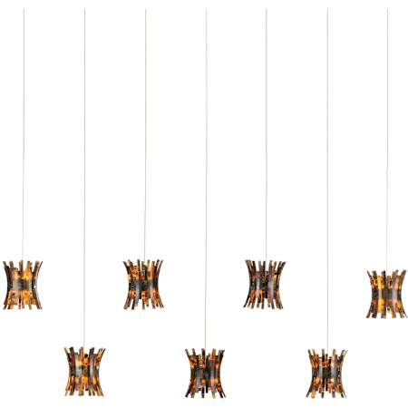 Currey and Company Alsop 7 Light 57" Wide Linear Pendant Brown / Black / Silver