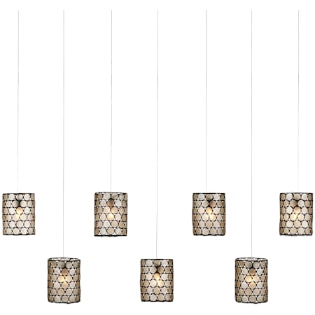 Currey and Company Regatta 7 Light 57" Wide Linear Pendant Cupertino / Silver