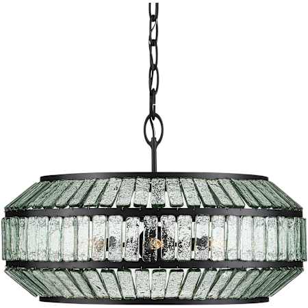 Currey and Company Centurion 6 Light 29" Wide Ring Chandelier Clear / Satin Black