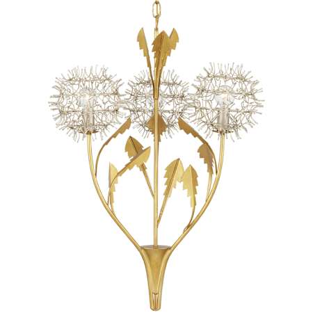 Currey and Company Dandelion 3 Light 23" Wide Chandelier Contemporary Silver Leaf / Silver