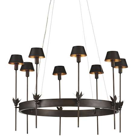 Currey and Company 8 Light 36" Wide LED Ring Chandelier Bronze / Gold