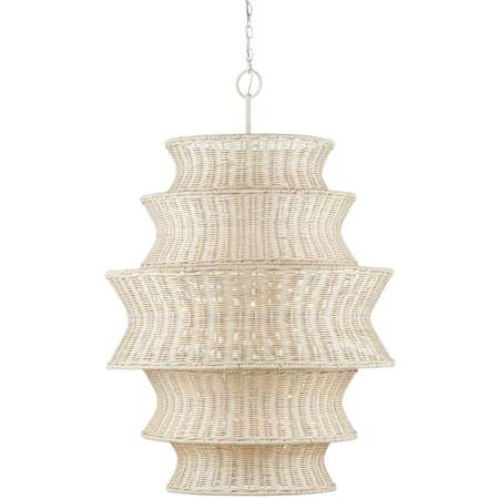 Currey and Company Phebe 9 Light 32" Wide Waterfall Chandelier Bleached Natural / Vanilla