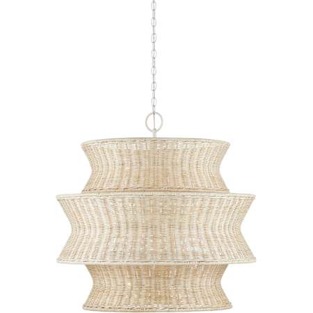 Currey and Company Phebe 9 Light 32" Wide Waterfall Chandelier Bleached Natural / Vanilla
