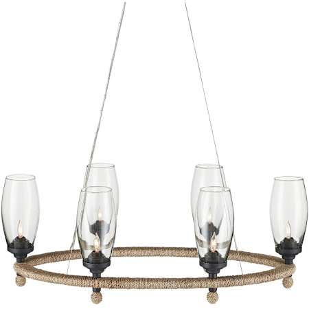Currey and Company Hightider 6 Light 36" Wide Ring Chandelier Natural / Clear / French Black