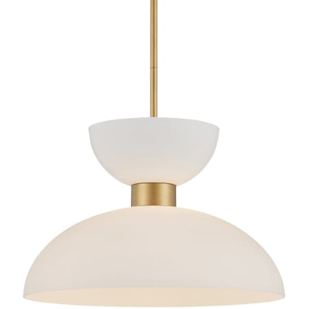 Currey and Company 16" Wide Pendant Antique Brass / White / Opaque