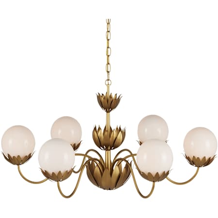 Currey and Company Mirasole 6 Light 37" Wide Chandelier Contemporary Gold Leaf / Gold / White