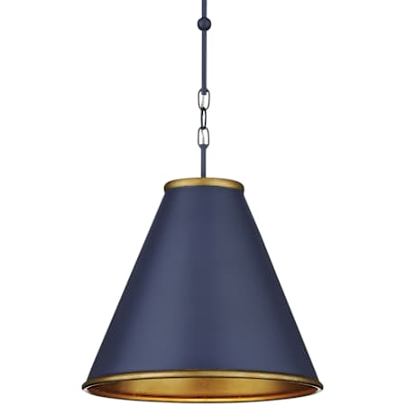 Currey and Company Pierrepont 16" Wide Pendant Hiroshi Dark Blue / Contemporary Gold Leaf / Gold