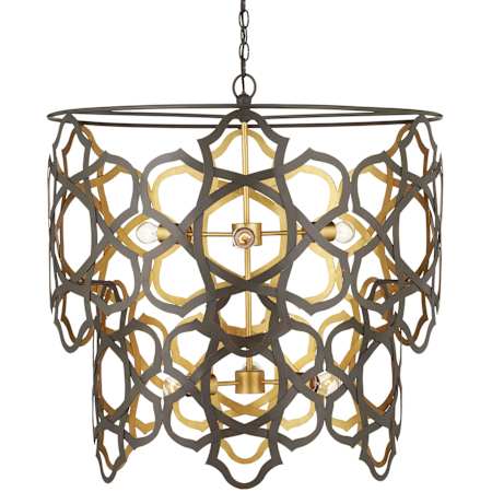 Currey and Company Mauresque 6 Light 33" Wide Waterfall Chandelier Bronze Gold / Contemporary Gold Leaf