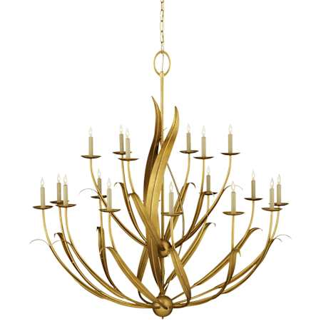 Currey and Company Menefee 18 Light 50" Wide Taper Candle Style Chandelier Antique Gold Leaf