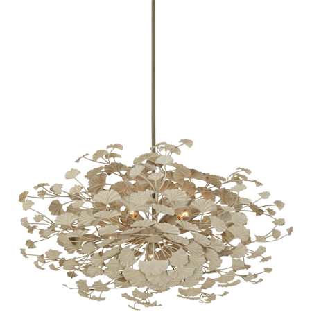 Currey and Company Maidenhair 5 Light 40" Wide Semi-flush Ceiling Fixture Antique Pearl