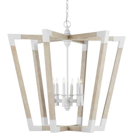 Currey and Company Bastian 6 Light 38" Wide Candle Style Chandelier Sugar White / Sandstone