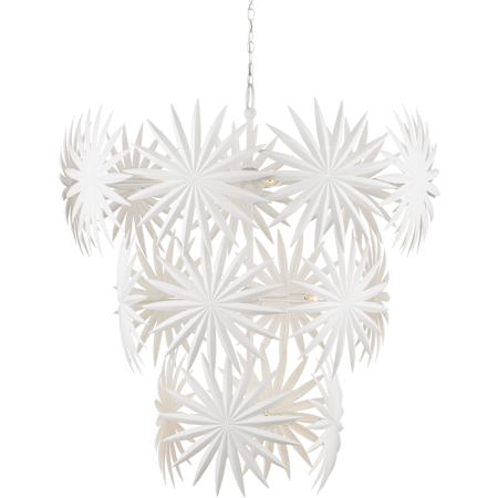 Currey and Company Bismarkia 13 Light 44" Wide Waterfall Chandelier Gesso White