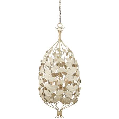 Currey and Company Maidenhair 5 Light 19" Wide Chandelier Antique Pearl