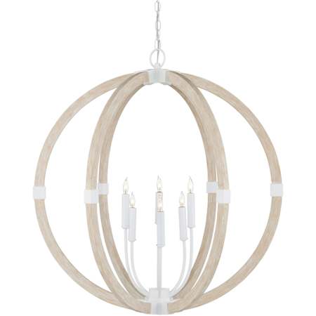 Currey and Company Bastian 6 Light 31" Wide Wrought Iron Candle Style Chandelier Sandstone / Sugar White