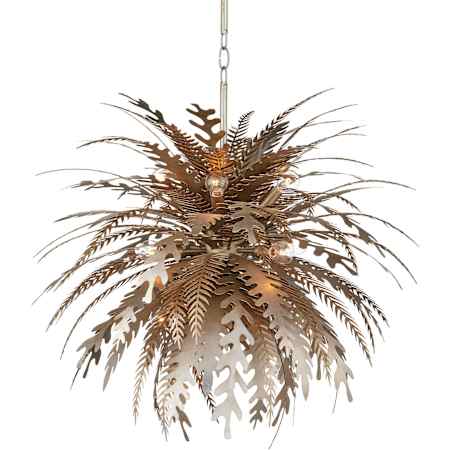 Currey and Company Abyssinia 12 Light 34" Wide Wrought Iron Sputnik Chandelier Contemporary Silver Leaf / Dark Silver Leaf
