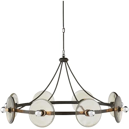 Currey and Company Circumstellar 8 Light 37" Wide Wrought Iron Ring Chandelier with Recycled Glass Shades Black Iron / Clear