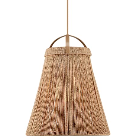 Currey and Company Parnell 28" Wide Wrought Iron Pendant with Abaca Rope Shade Natural / Beige / Frosted White