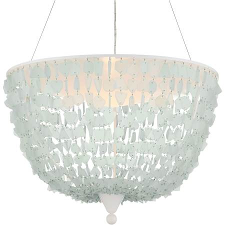 Currey and Company Thalassa 30" Wide LED Wrought Iron Pendant Seaglass / Sugar White