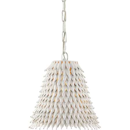 Currey and Company Overlay 13" Wide Pendant with Metal Leaf Shade White