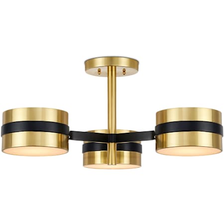 Currey and Company Heybrook 3 Light 26" Wide LED Semi-Flush Ceiling Fixture Polished Brass / Black / White
