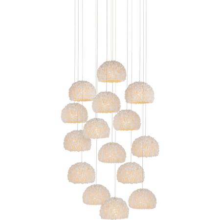 Currey and Company Virtu 15 Light 21" Wide Wrought Iron Multi Light Pendant with Clamrose Shell Shades Natural