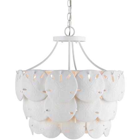 Currey and Company Tulum 3 Light 20" Wide Wrought Iron Pendant with Bone China Shade White / Sugar White