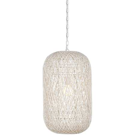 Currey and Company Cocoon 16" Wide Wrought Iron Pendant with Frosted Glass and Paper Twine Shades Cream / Vanilla