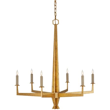 Currey and Company Goldfinch 6 Light 30" Wide Wrought Iron Candle Style Chandelier Washed Lucerne Gold