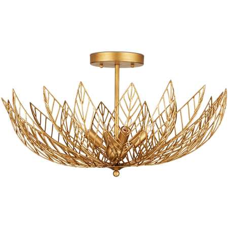 Currey and Company Leaflace 4 Light 26" Wide Semi-Flush Bowl Ceiling Fixture Contemporary Gold Leaf / Contemporary Gold