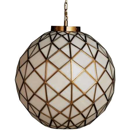 Currey and Company Polyhedron 21" Wide Pendant White / Antique Brass