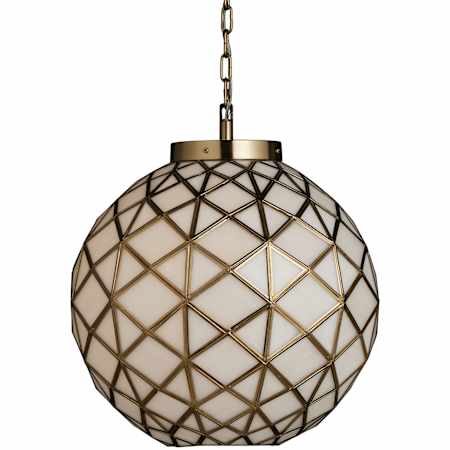 Currey and Company Polyhedron 16" Wide Pendant White / Antique Brass