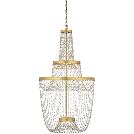 Currey and Company Mademoiselle 28" Wide Beaded Empire Chandelier Contemporary Gold Leaf / Contemporary Gold / Clear