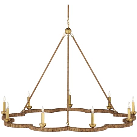 Currey and Company Savoie 9 Light 43" Wide Taper Candle Style Chandelier Natural / Contemporary Gold Leaf