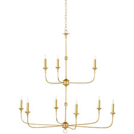 Currey and Company Nottaway 9 Light 45" Wide Taper Candle Style Chandelier Contemporary Gold Leaf / Contemporary Gold