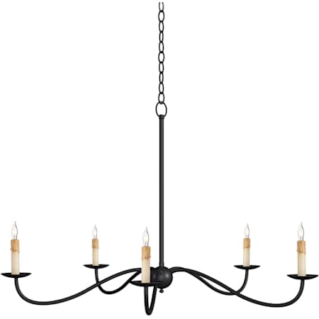 Currey and Company Saxon 5 Light 34" Wide Taper Candle Style Chandelier Zanzibar Black