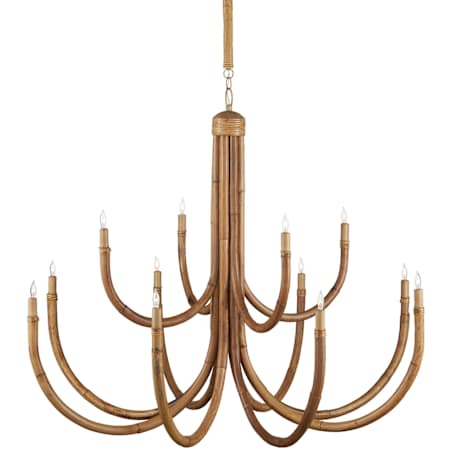 Currey and Company Samsara 12 Light 48" Wide Taper Candle Style Chandelier Natural / Saddle Tan