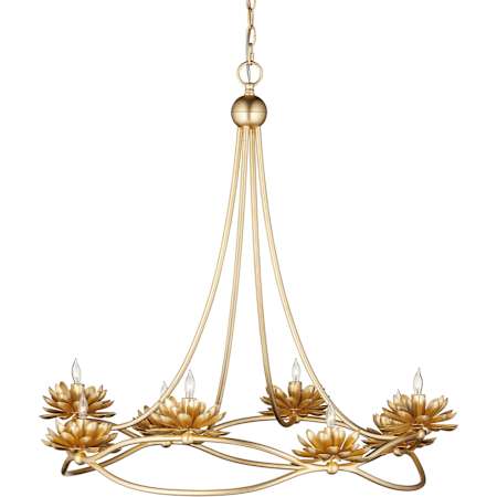 Currey and Company Cyrene 8 Light 32" Wide Wrought Iron Ring Chandelier Gold Leaf