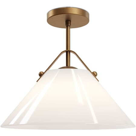 Currey and Company Bronwen 19" Wide Semi-Flush Ceiling Fixture Opaque White / Antique Brass