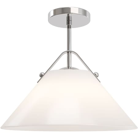 Currey and Company Bronwen 19" Wide Semi-Flush Ceiling Fixture Opaque White / Polished Nickel