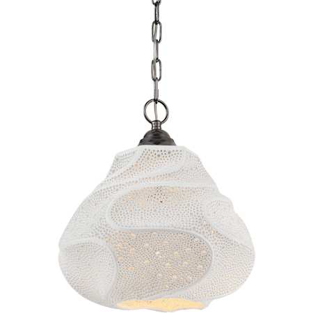 Currey and Company Wintershall 15" Wide Pendant White / Antique Brushed Nickel