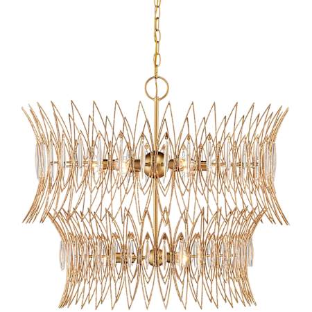 Currey and Company Marquise 9 Light 30" Wide Wrought Iron Chandelier Clear / Luxor Gold