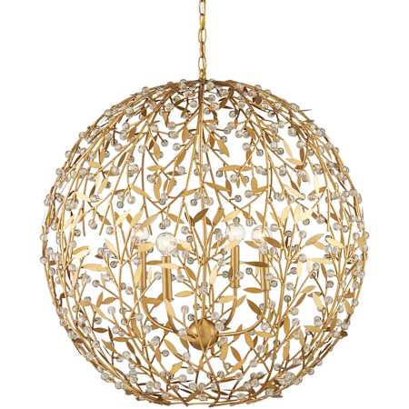 Currey and Company Secret Garden 4 Light 30" Wide Crystal Globe Chandelier Clear / Contemporary Gold Leaf / Contemporary Gold