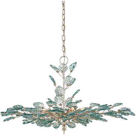 Currey and Company Baobab 8 Light 36" Wide Wrought Iron Chandelier Clear / Contemporary Silver Leaf