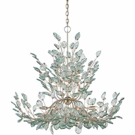 Currey and Company Baobab 12 Light 41" Wide Wrought Iron Chandelier Clear / Contemporary Silver Leaf