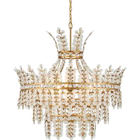 Currey and Company Bradshaw 4 Light 36" Wide Crystal Chandelier Frosted / Clear / Brass
