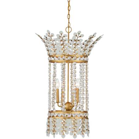 Currey and Company Bradshaw 4 Light 20" Wide Crystal Pendant Frosted / Clear / Brass